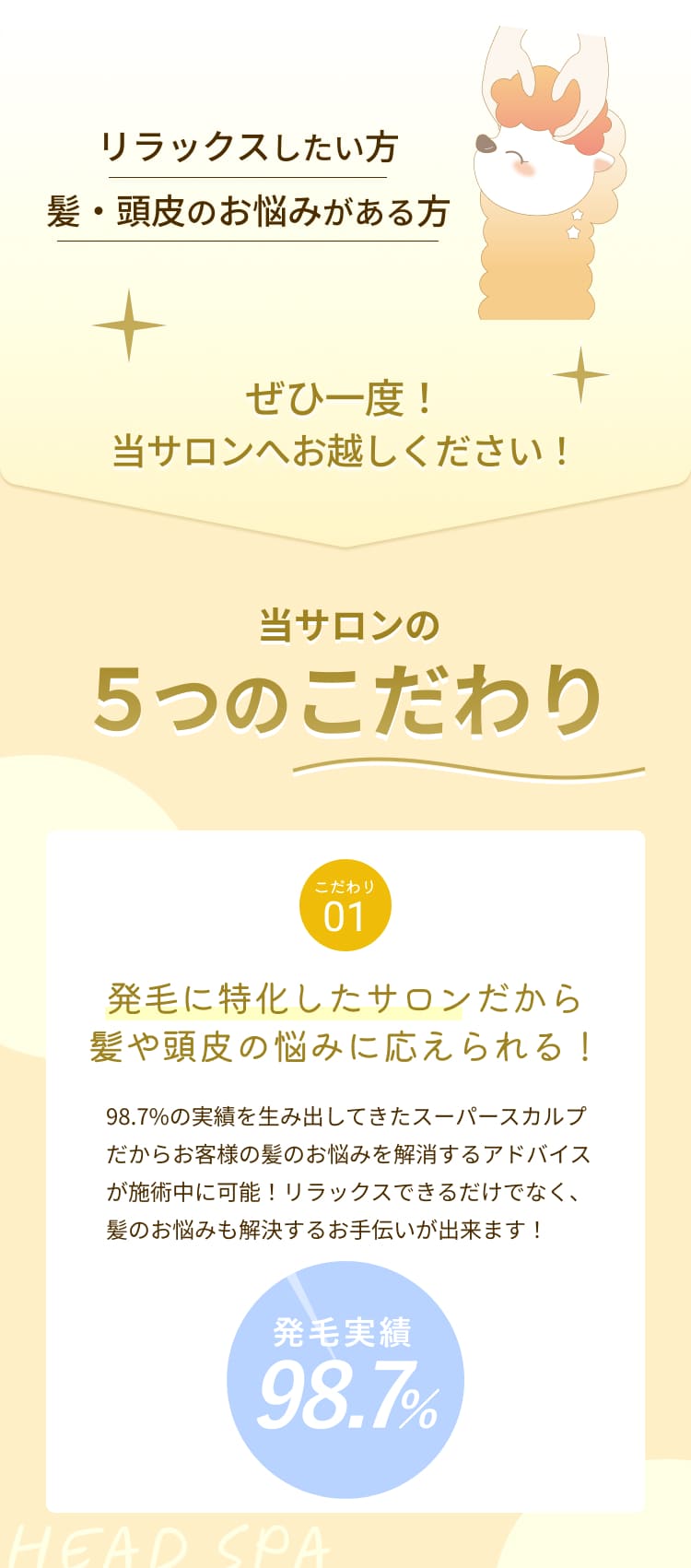 ヘッドスパの５つのこだわり