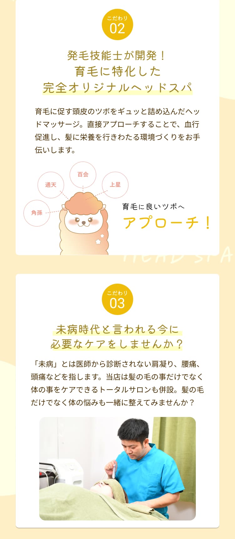 ヘッドスパの５つのこだわり